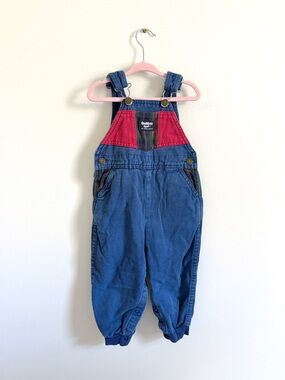 Vintage Oshkosh Plaid Denim Overalls 2T